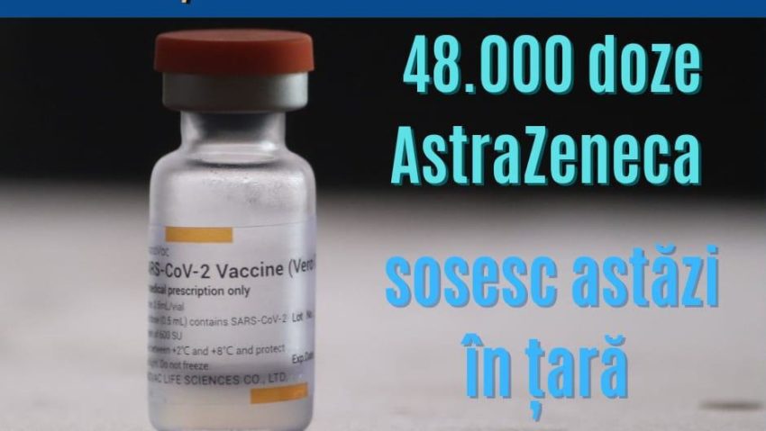 48.000 doze de vaccin AstraZeneca vor ajunge astăzi în țară