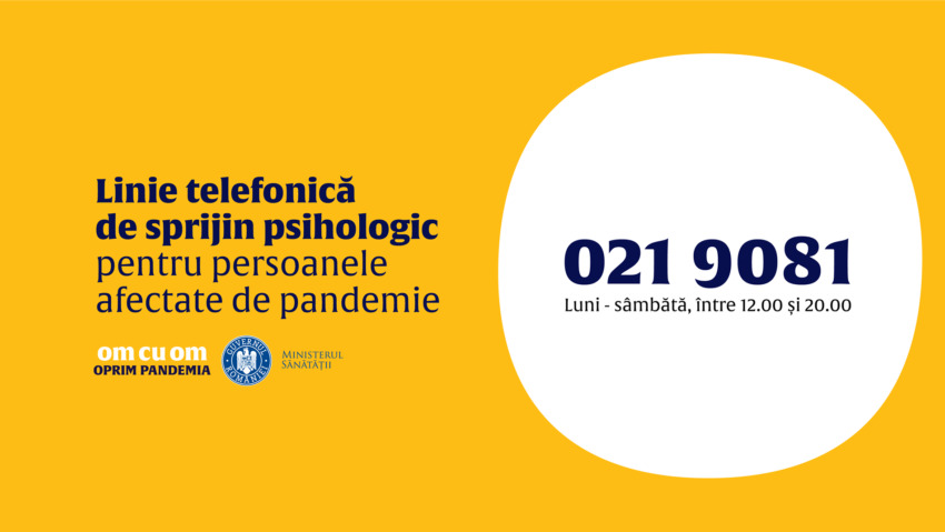 Linie telefonică gratuită de sprijin psihologic pentru persoanele afectate de pandemie