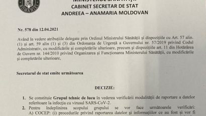 Liviu Iolu prezintă un document privind înfiinţarea grupului de lucru pentru verificarea deceselor cauzate de COVID-19!