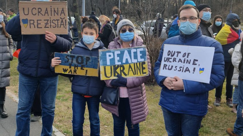 Miting în București pentru sprijinul Ucrainei