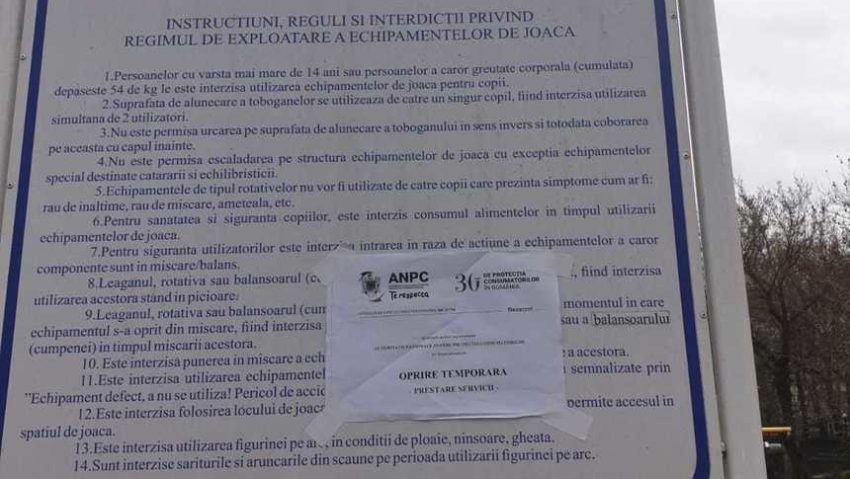 Decizie ANPC: locurile de joacă şi terenurile pentru practicarea sportului, din parcurile Plumbuita, Tei şi Motodrom, din Sectorul 2, închise temporar