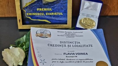 Uniunea Ziariștilor Profesioniști din România a premiat-o pe Flavia Voinea, managerul București FM!