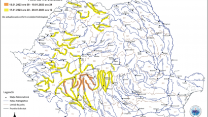 INHGA: Avertizare hidrologică – 18 bazine hidrografice afectate!