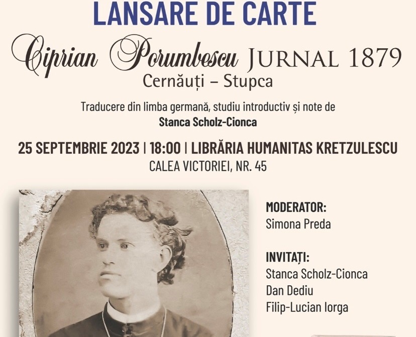 Lansare volumulului „Ciprian Porumbescu – Jurnal 1879. Cernăuţi – Stupca”