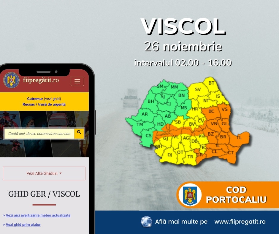 Peste 13.000 de angajaţi MAI, pregătiţi să intervină în zonele vizate de atenţionările de Cod Galben şi Portocaliu de vreme severă