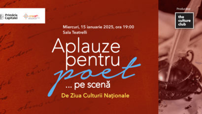 Emilia Popescu și Mihai Mălaimare, cu „Aplauze pentru poet… pe scenă”, la Teatrelli, de Ziua Culturii Naționale